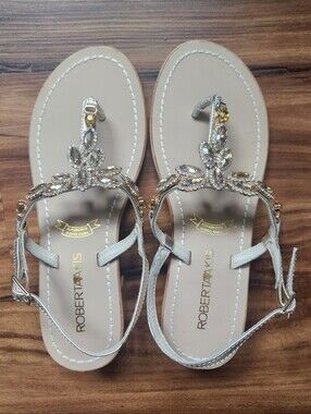Roberta Akis Jeweled T-Strap Sandals